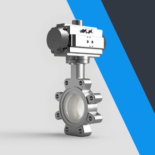 V-Tork Actuated TTV Lugged PTFE Lined Stainless Steel Butterfly Valves