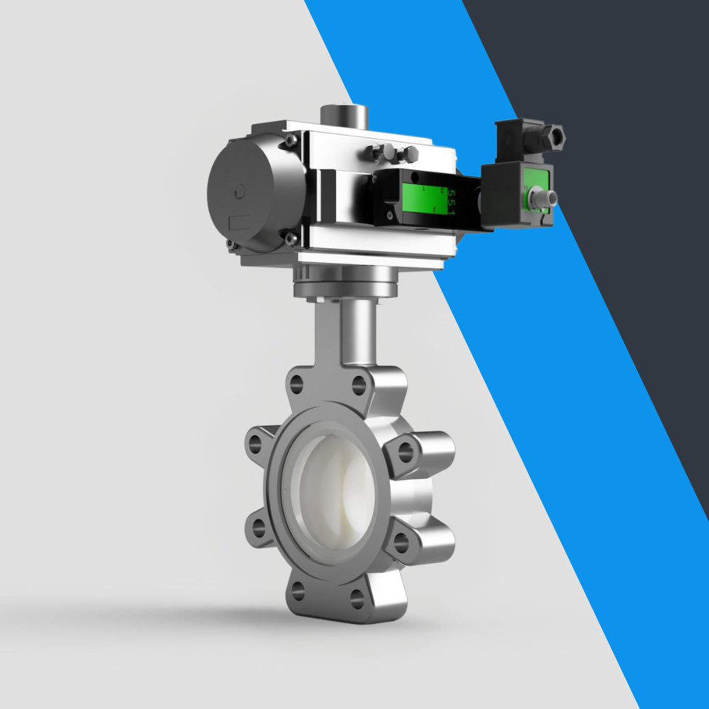 V-Tork Actuated TTV Lugged PTFE Lined Stainless Steel Butterfly Valves (Safe Area Solenoid)