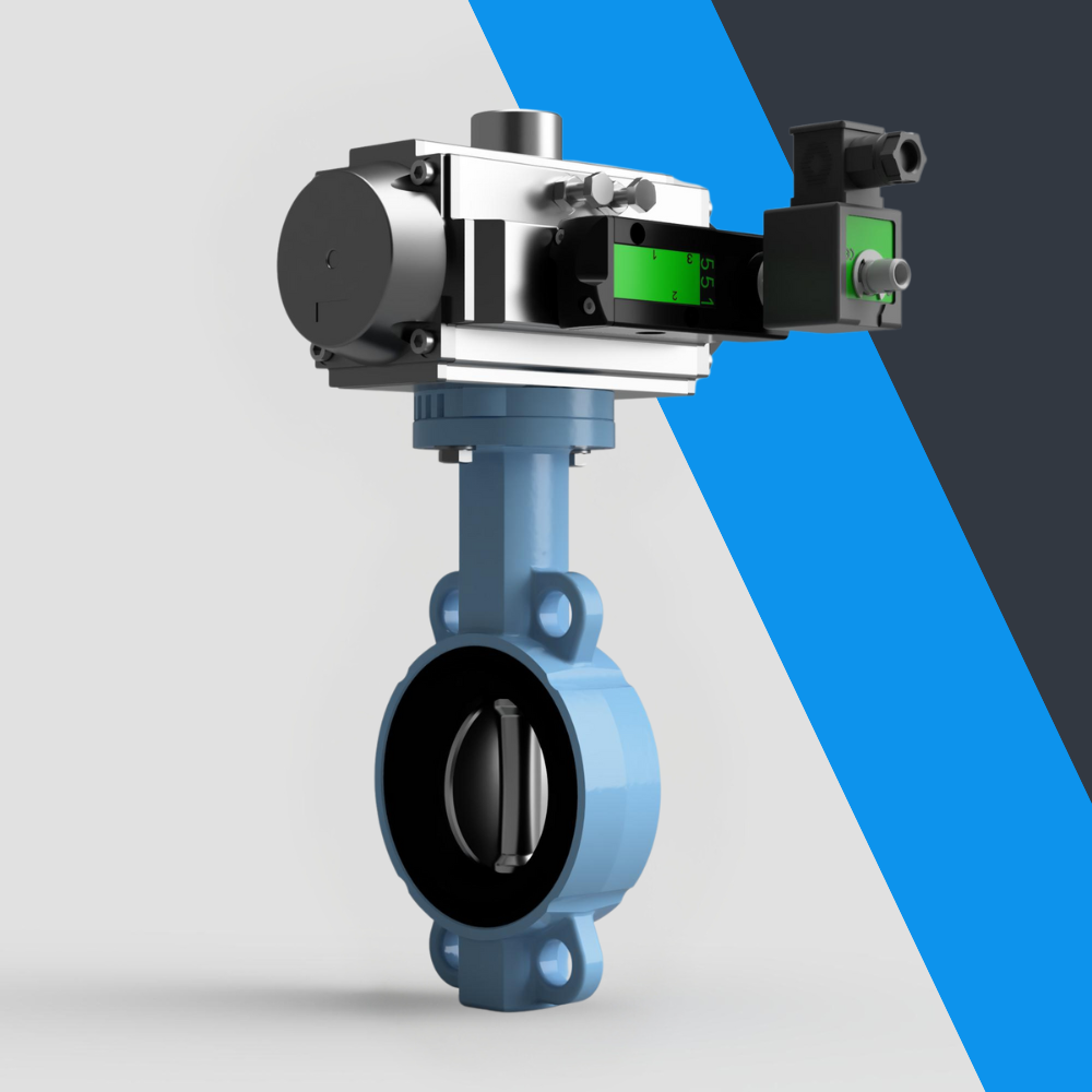 V-Tork Actuated TTV Wafer Ductile Iron Butterfly Valves (Safe Area Solenoid)