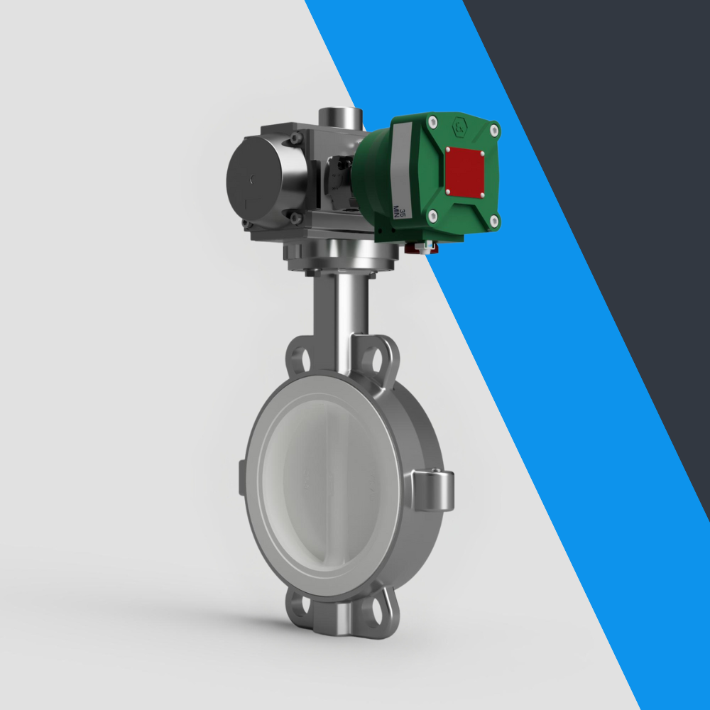 V-Tork Actuated TTV Wafer PTFE Lined Stainless Steel Butterfly Valves (ATEX Area Solenoid)