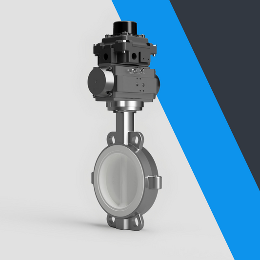 V-Tork Actuated TTV Wafer PTFE Lined Stainless Steel Butterfly Valves (ATEX Area Switchbox)