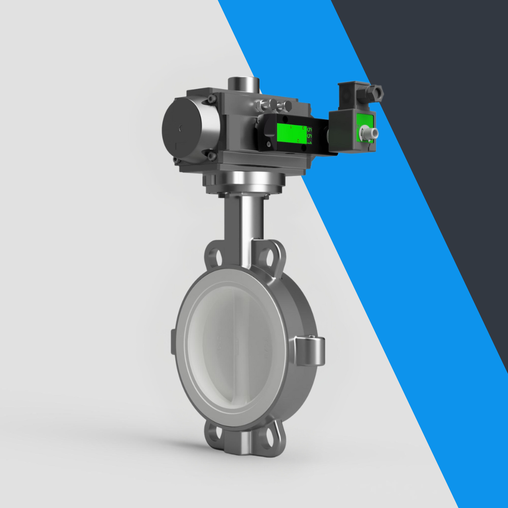 V-Tork Actuated TTV Wafer PTFE Lined Stainless Steel Butterfly Valves (Safe Area Solenoid)